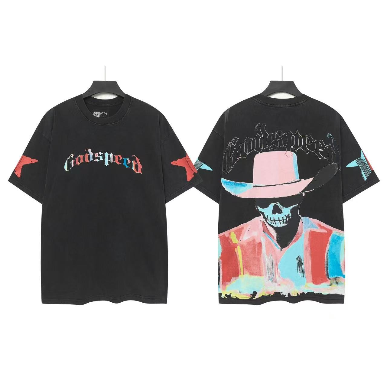 Godspeed Skull Cowboy Graphic T-Shirt — front