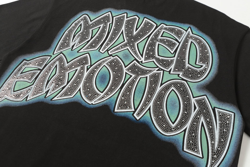 MIXED EMOTION Rhinestone Graphic T-Shirt — detail