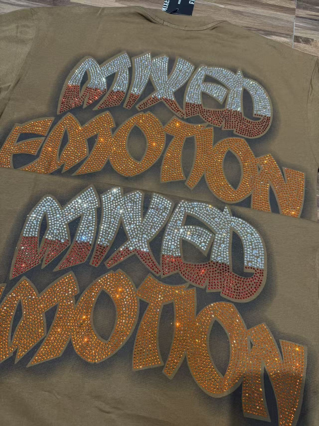 MIXED EMOTION Olive Brown Graphic T-Shirt — context