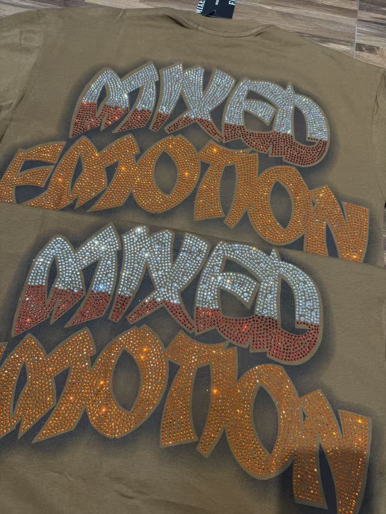 MIXED EMOTION Olive Brown Graphic T-Shirt — context