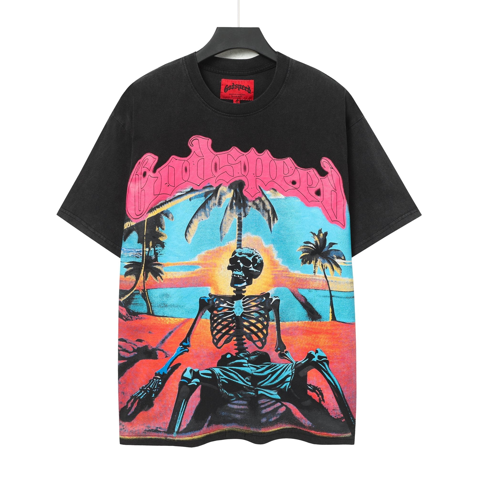 Godspeed Beach Skeleton Graphic T-Shirt — hero