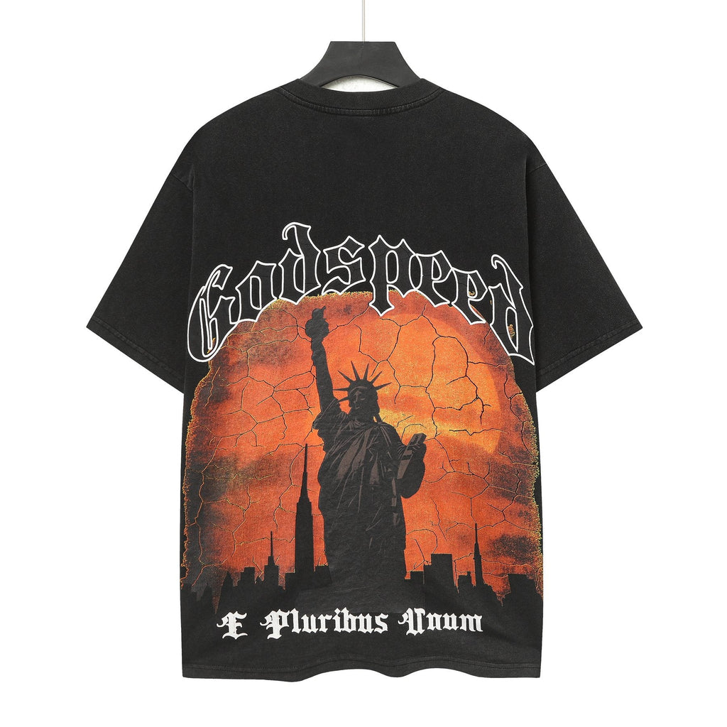 Godspeed Statue of Liberty Graphic T-Shirt — back