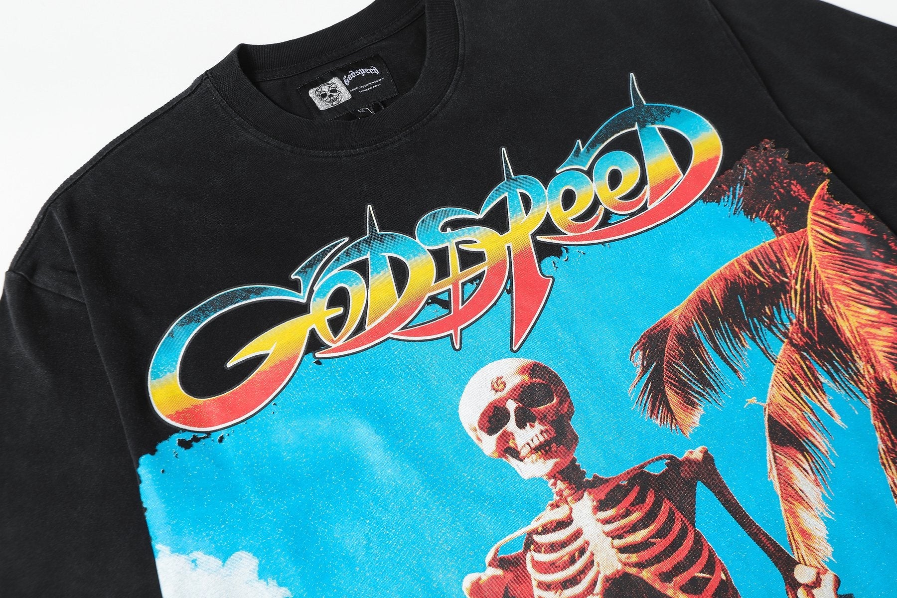 Godspeed Skeleton Surfer Graphic T-Shirt — detail