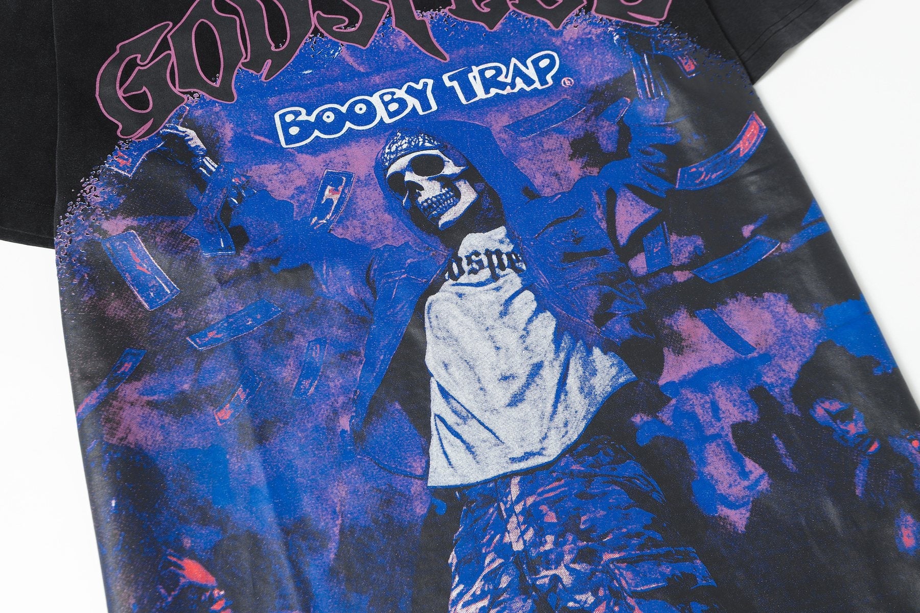 Godspeed Booby Trap Washed Black Graphic T-Shirt — detail