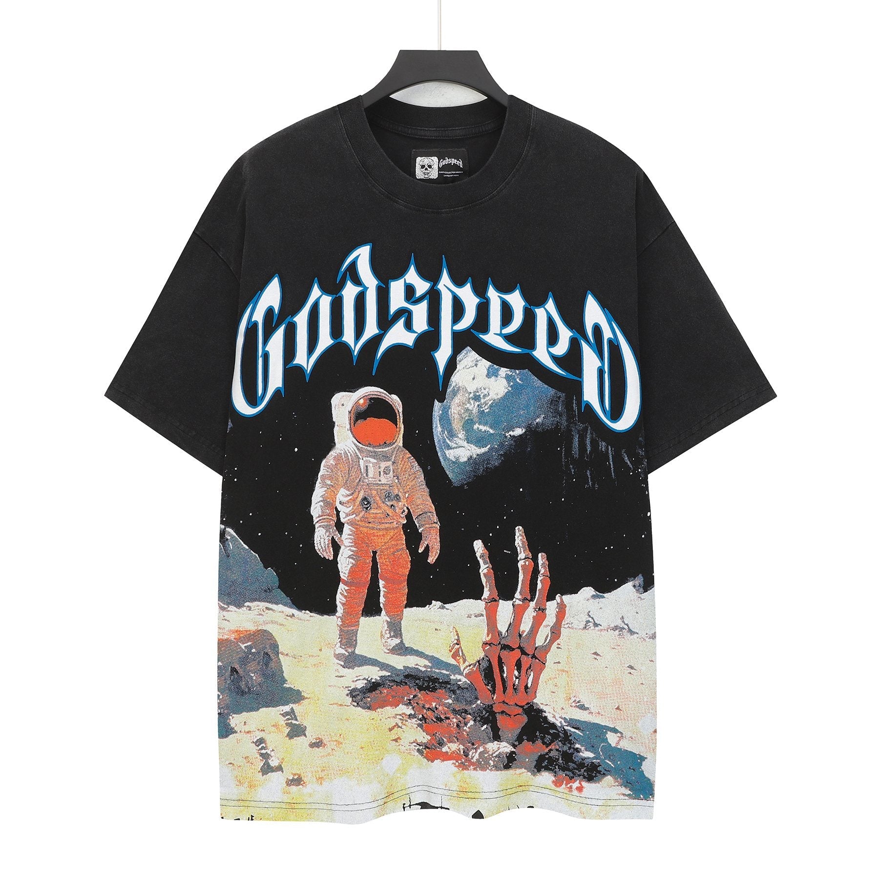 Godspeed Astronaut Back Print Washed Graphic T-Shirt — front