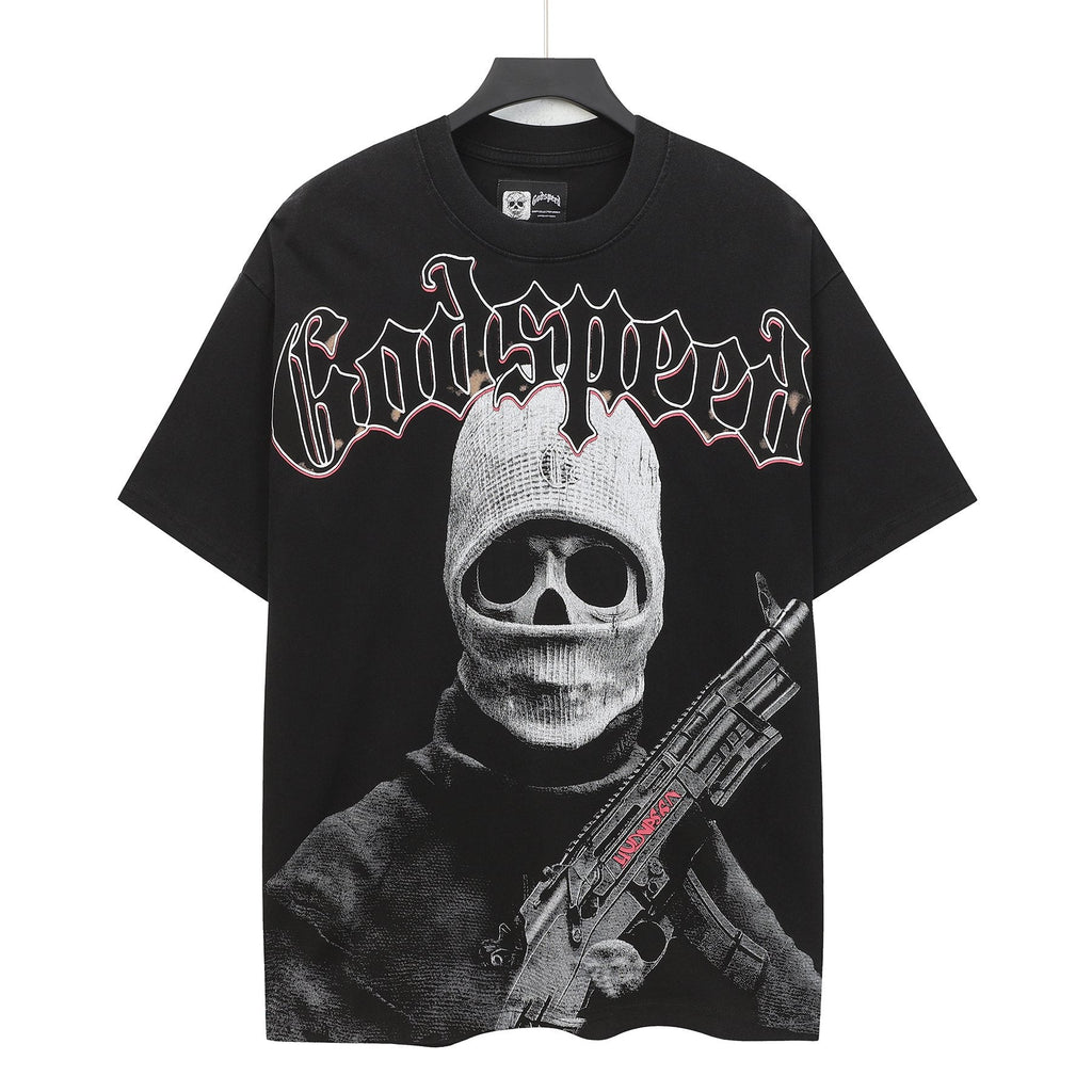 Godspeed Fortis Fortuna Washed Black Graphic T-Shirt — hero