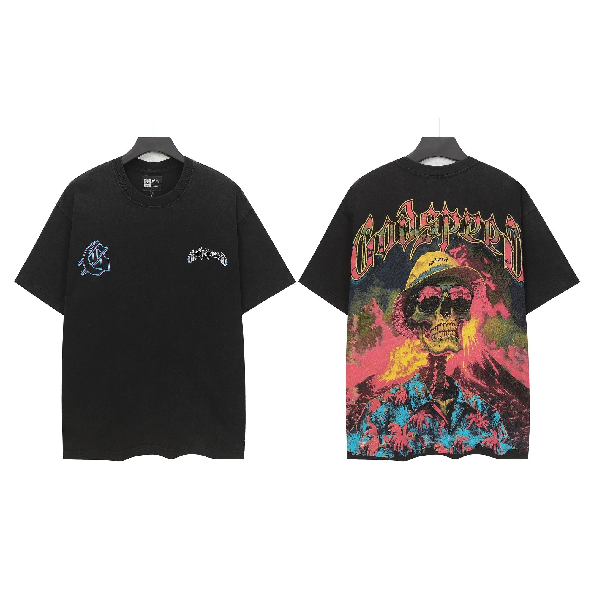 Godspeed Washed Black Skull Graphic T-Shirt — hero