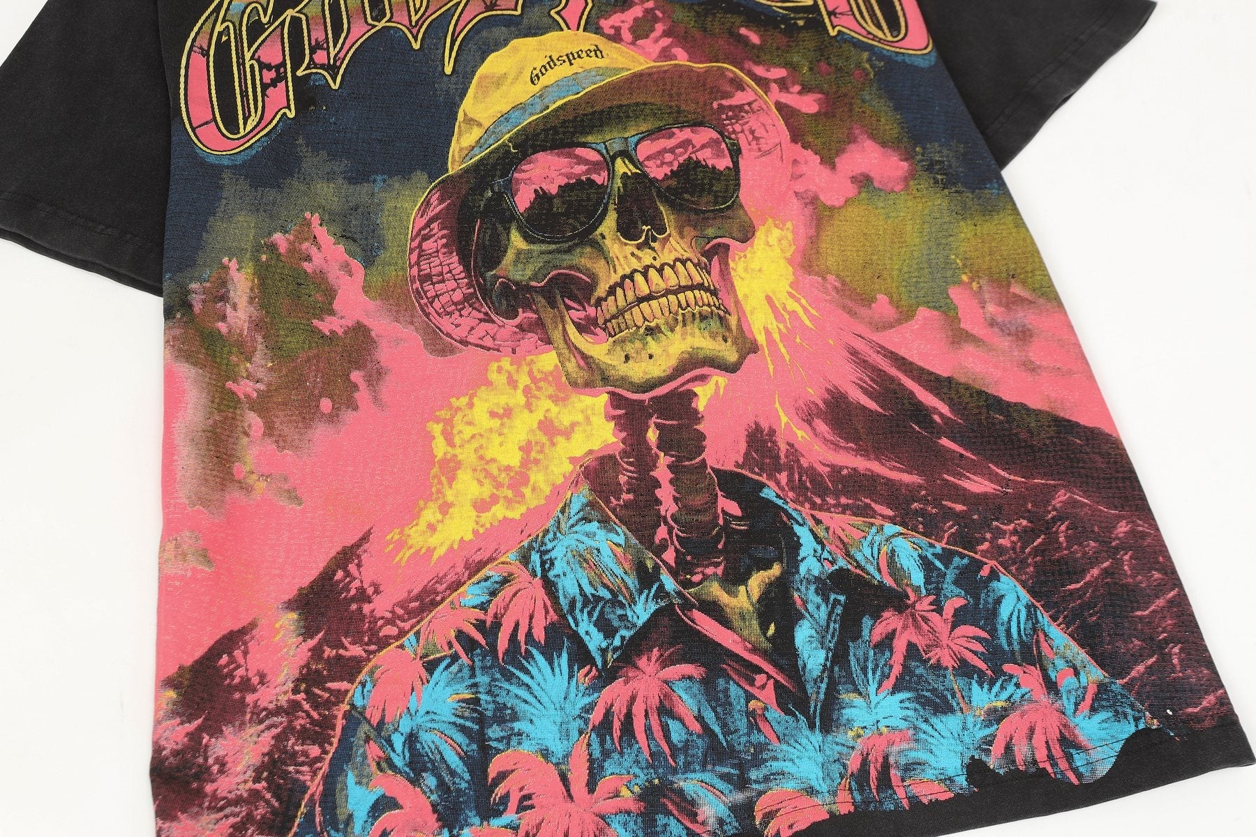 Godspeed Washed Black Skull Graphic T-Shirt — detail