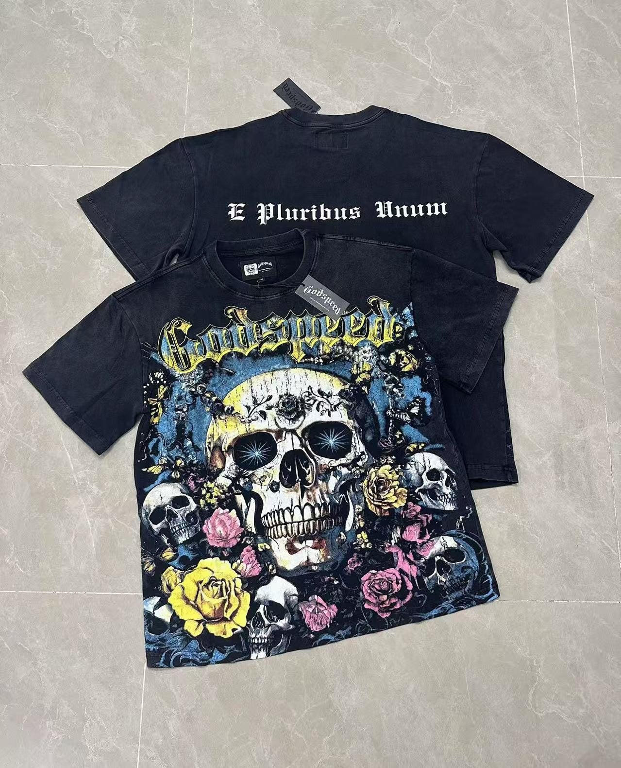 Godspeed Skull & Rose Graphic T-Shirt — context