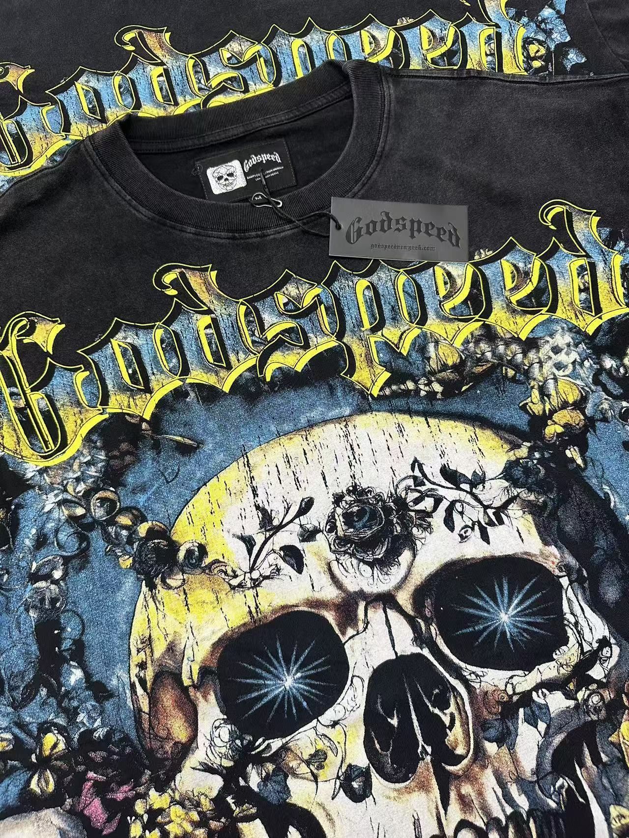 Godspeed Skull & Rose Graphic T-Shirt — detail