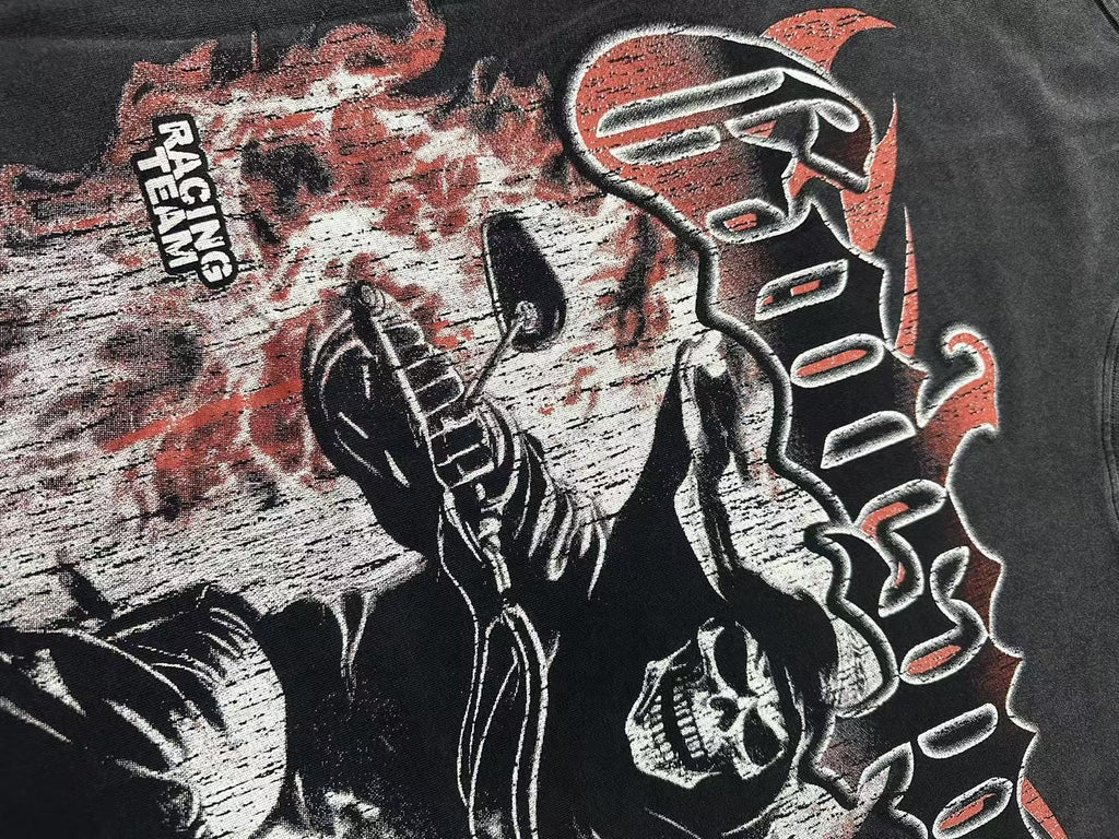 Godspeed Racing Team Washed Black Graphic T-Shirt — detail
