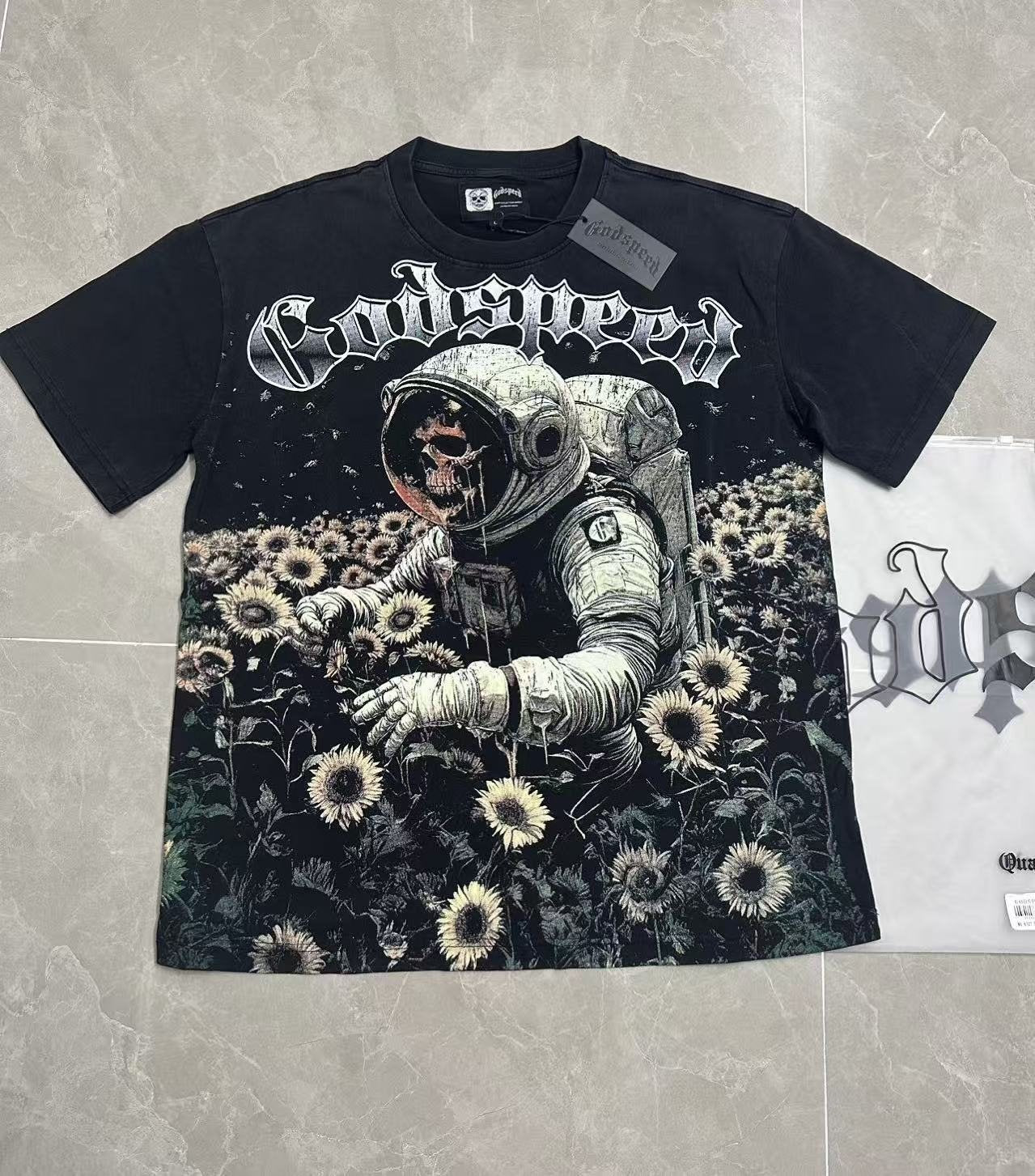 Godspeed Astronaut Sunflower Graphic T-Shirt — front