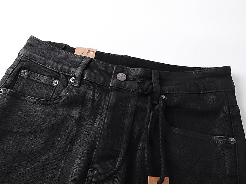 Ksubi Black Coated Slim Tapered Jeans — detail