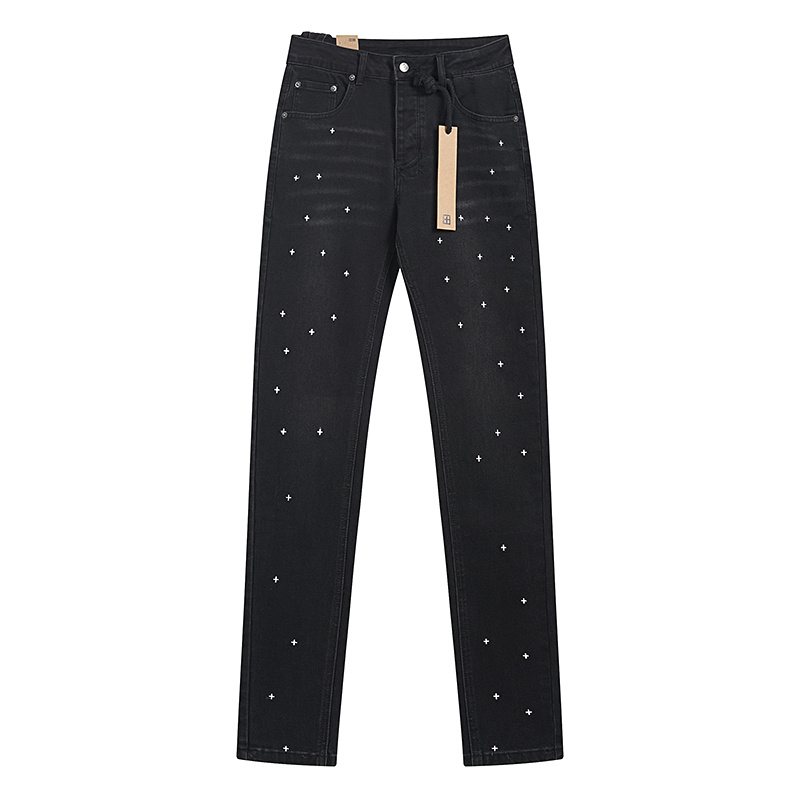 Ksubi Black Cross Embroidered Slim Tapered Jeans — front