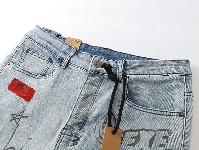 Ksubi Light Blue Graffiti Slim Tapered Jeans — detail