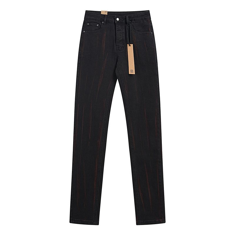 Ksubi Black Slim Tapered Jeans with Red Accents — hero