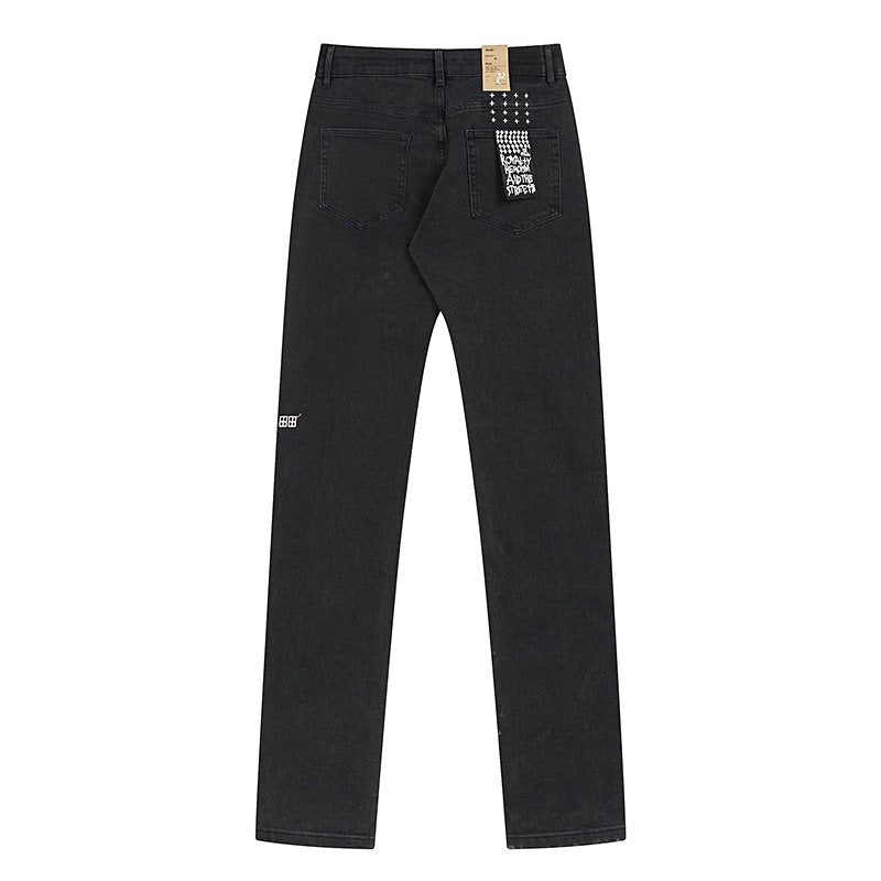 Ksubi Black Slim Tapered Graphic Jeans — back