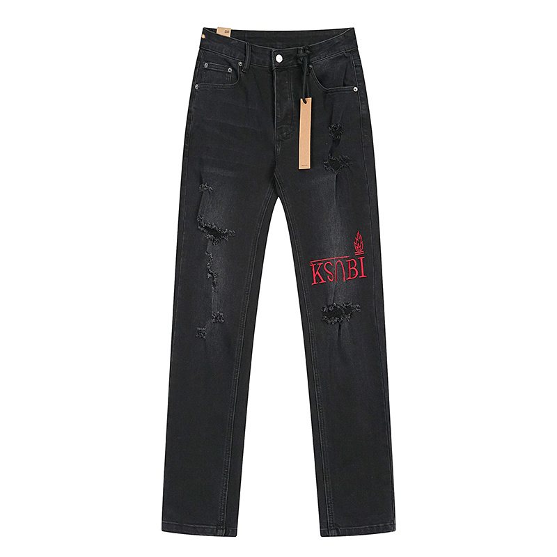 Ksubi Black Distressed Slim Tapered Jeans — hero