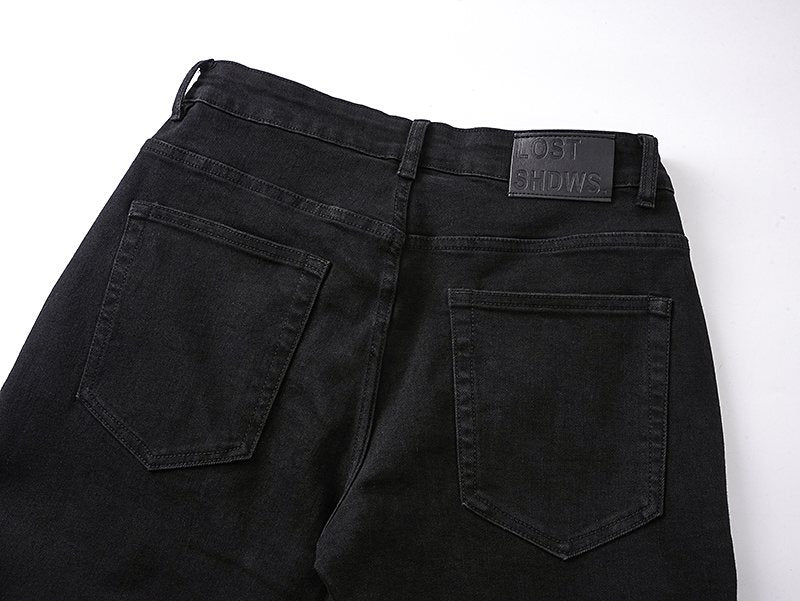 LOSTSHDWS Black Flared Jeans with Floral Embroidery — detail