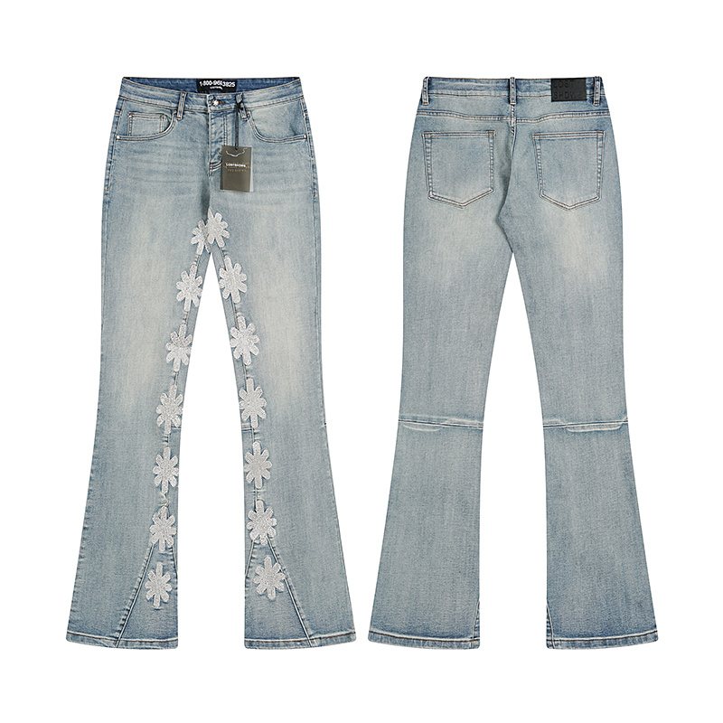 LOSTSHDWS Daisy Appliqué Flared Jeans — front