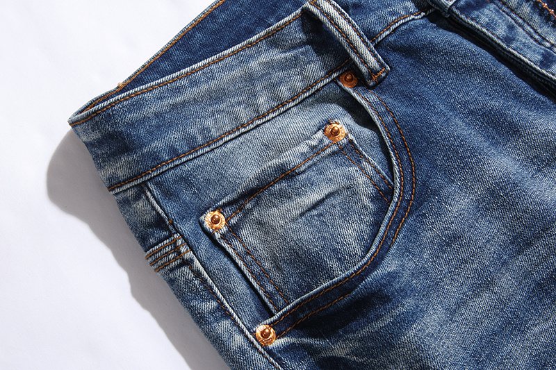 Purple Brand Distressed Blue Jeans — detail