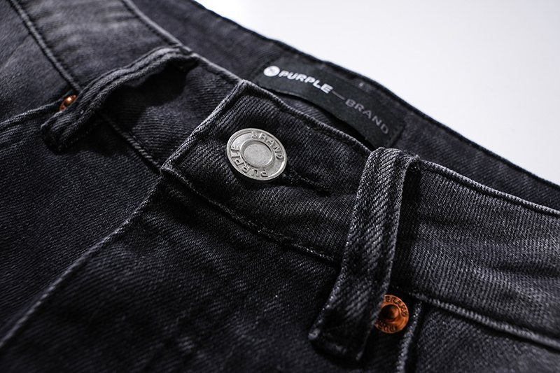 Purple Brand Washed Black Distressed Jeans — detail