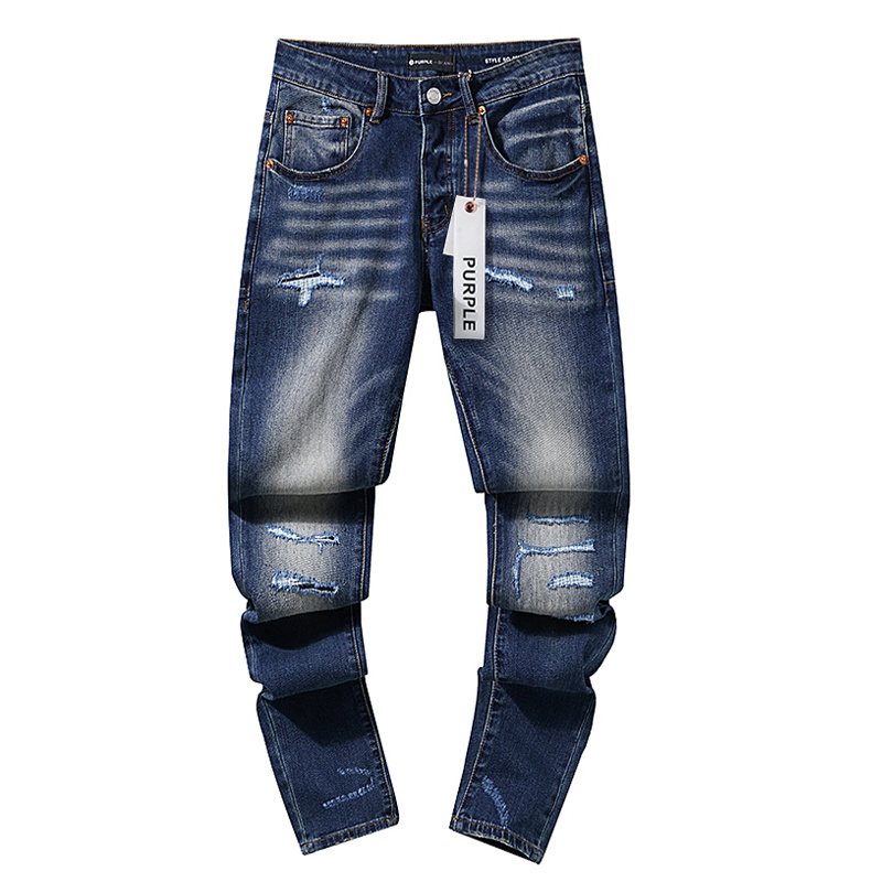 Purple Brand Blue Distressed Paneled Jeans — hero