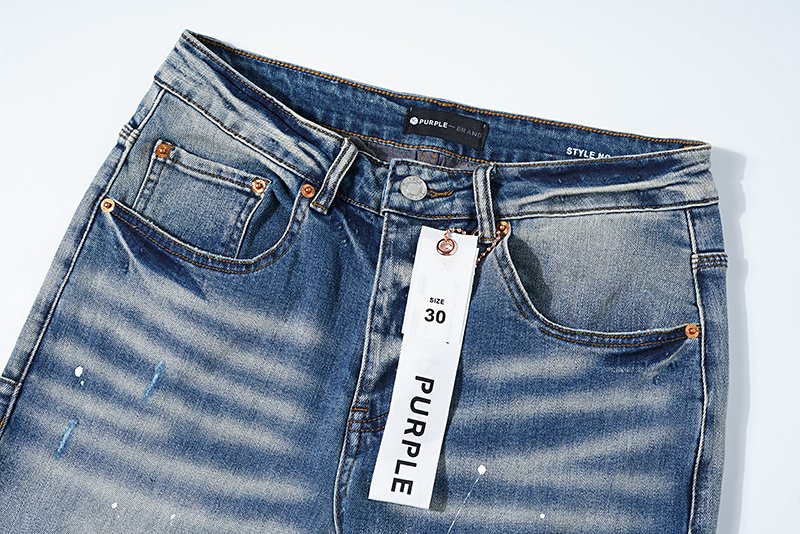 Purple Brand Paint Splatter Distressed Jeans — detail