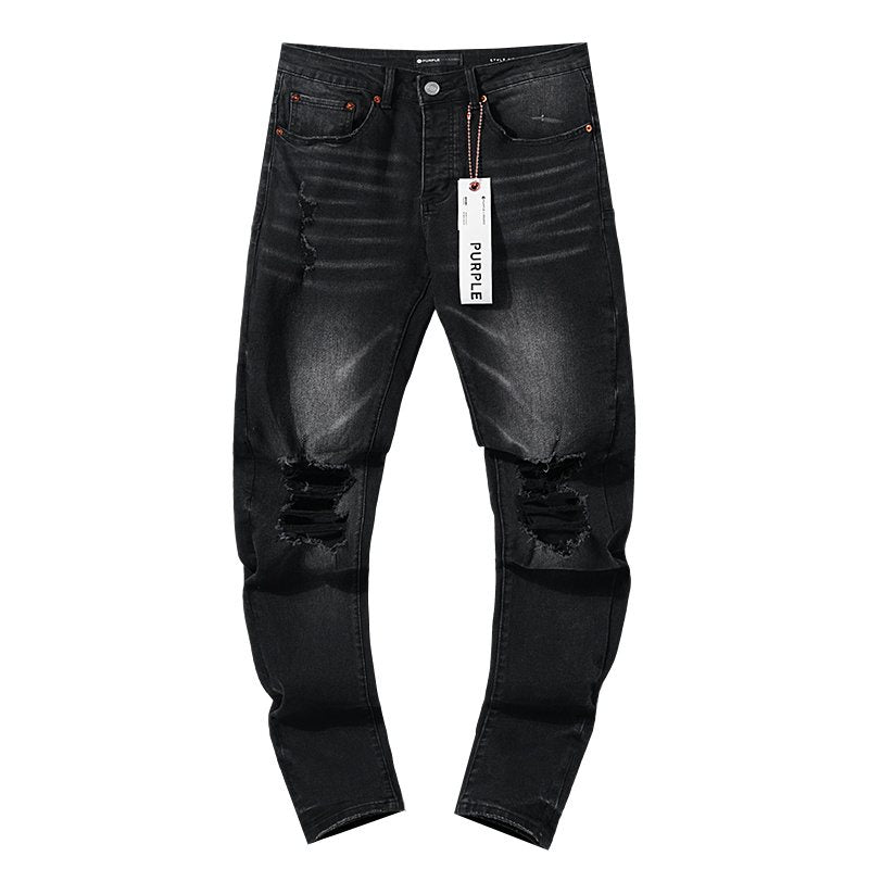 Purple Brand Distressed Black Washed Jeans — hero