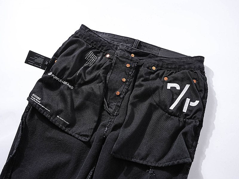 Purple Brand Distressed Black Washed Jeans — context