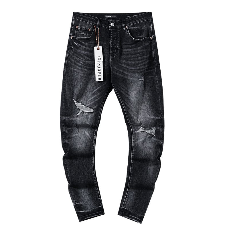 Purple Brand Black Washed Distressed Jeans — hero