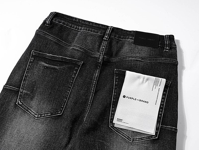 Purple Brand Black Washed Distressed Jeans — detail