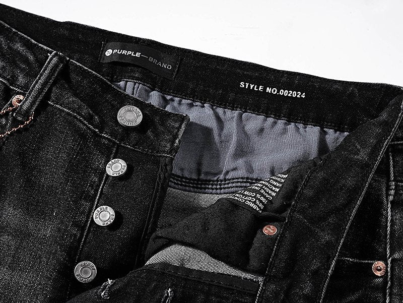 Purple Brand Black Washed Distressed Jeans — detail