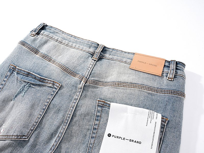 Purple Brand Distressed Paint Splatter Stacked Jeans — detail