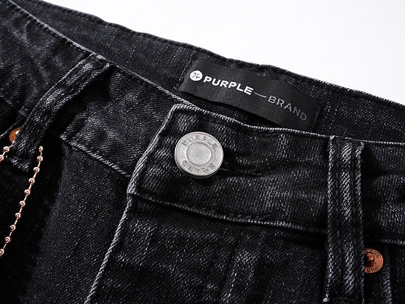 Purple Brand Black Paint-Splatter Distressed Jeans — detail