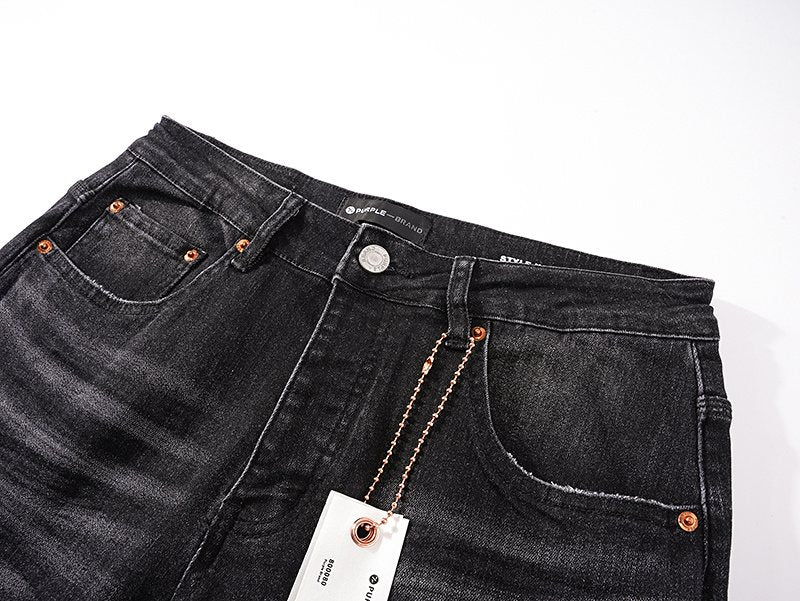 Purple Brand Black Washed Distressed Jeans — detail