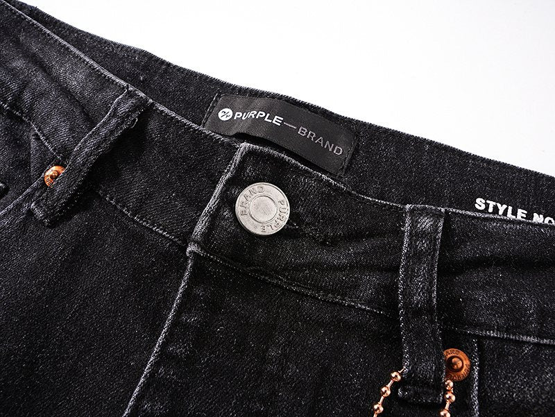 Purple Brand Black Washed Distressed Jeans — detail