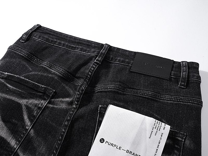 Purple Brand Black Washed Distressed Jeans — detail