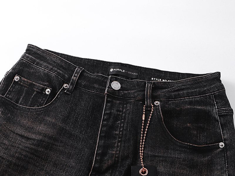 Purple Brand Black Distressed Skinny Jeans — detail