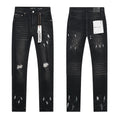 Purple Brand Black Distressed Paint-Splatter Jeans — hero