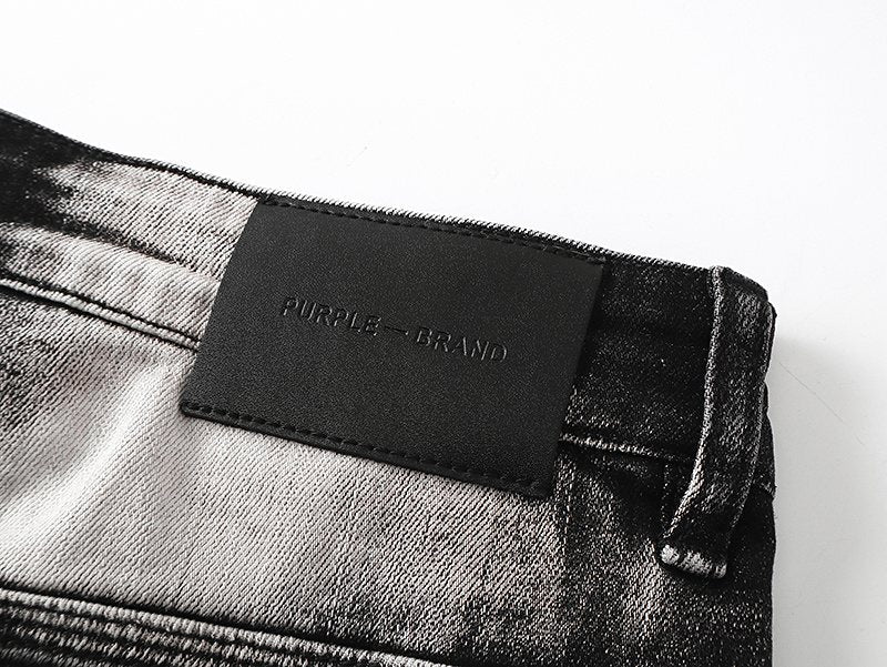 Purple Brand Washed Distressed Paint-Effect Jeans — detail