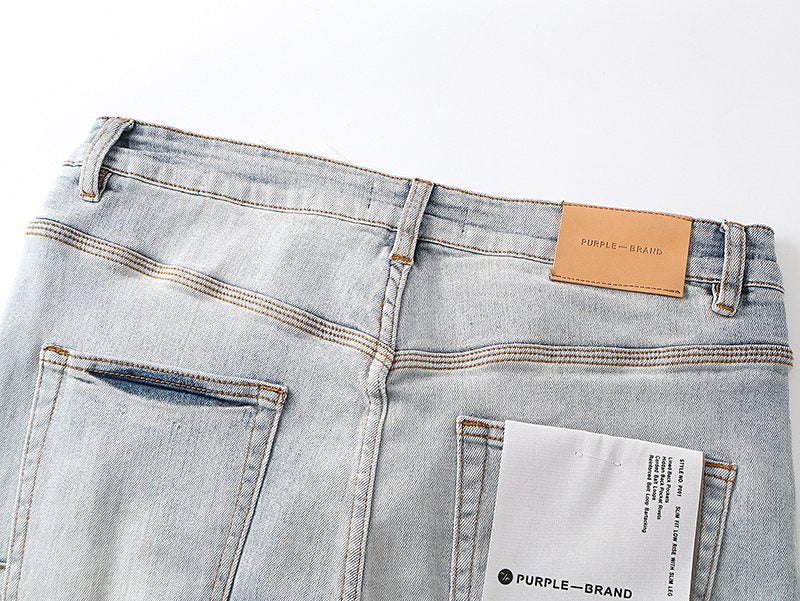 Purple Brand Light Blue Washed Denim Jeans — detail