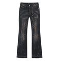Purple Brand Distressed Paint-Splatter Flared Jeans — hero