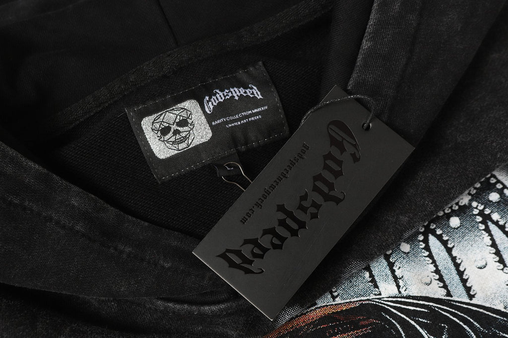 Godspeed Race Before Death Skull Graphic Hoodie — hang_tag