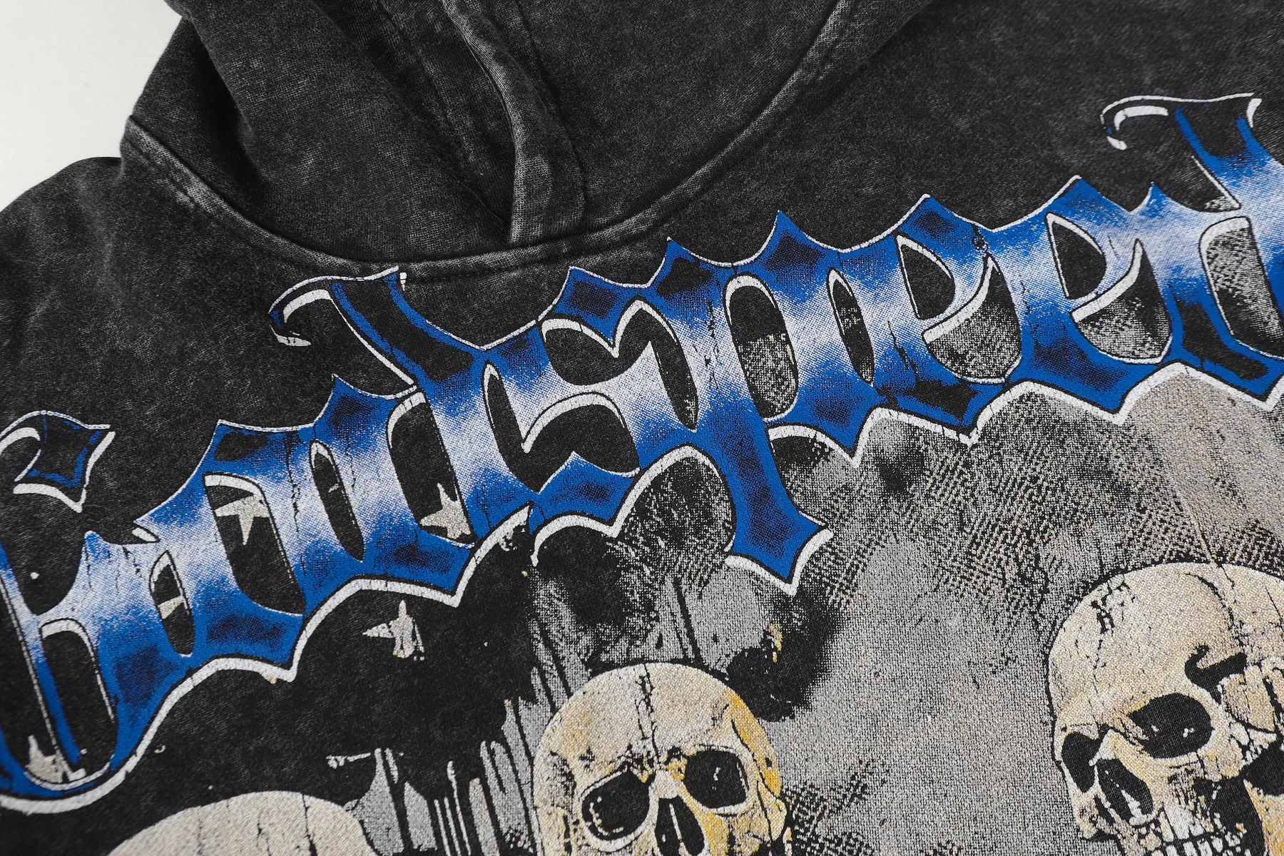 Godspeed Pain No Gain Acid Wash Graphic Hoodie — detail