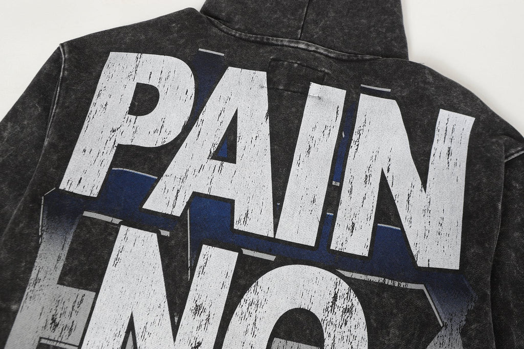 Godspeed Pain No Gain Acid Wash Graphic Hoodie — detail