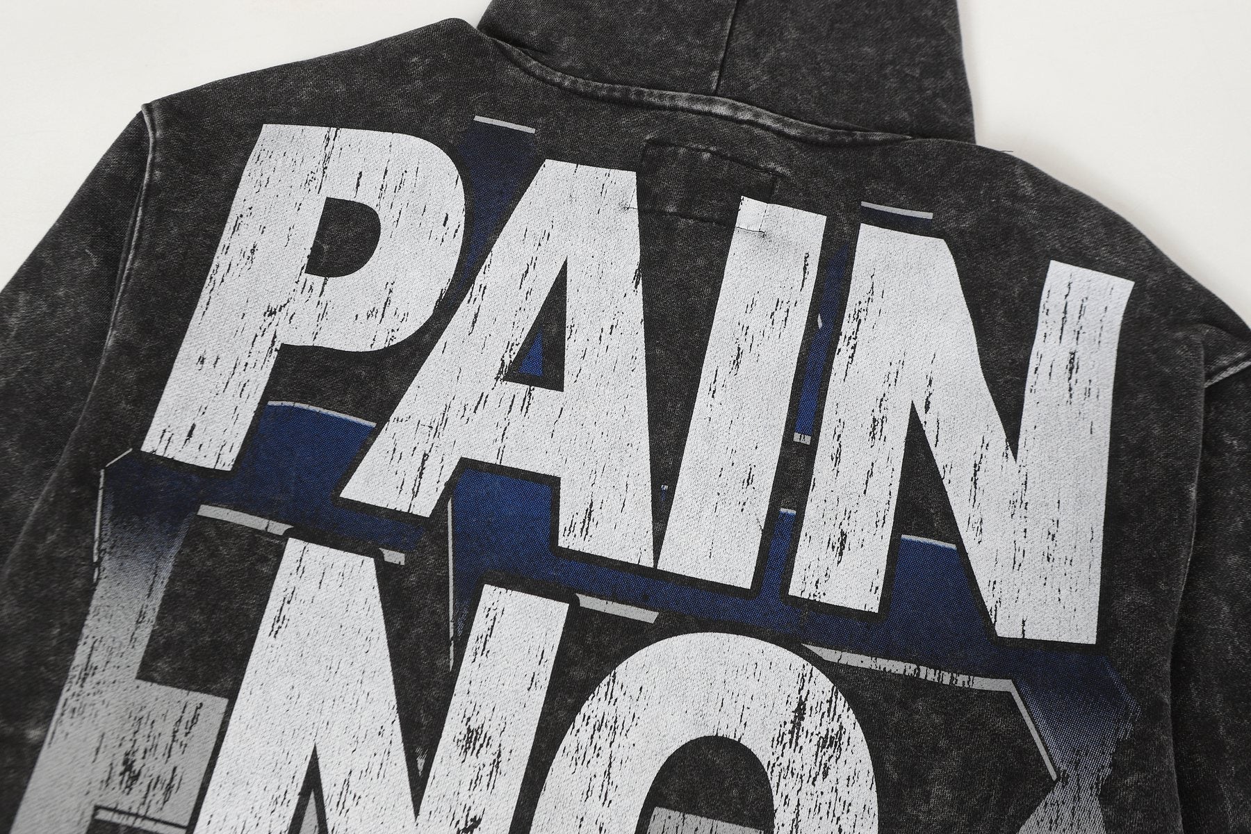 Godspeed Pain No Gain Acid Wash Graphic Hoodie — detail