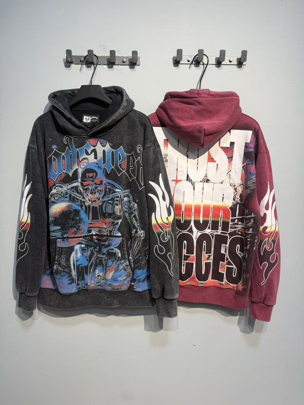Godspeed Acid-Wash Graphic Pullover Hoodie — context