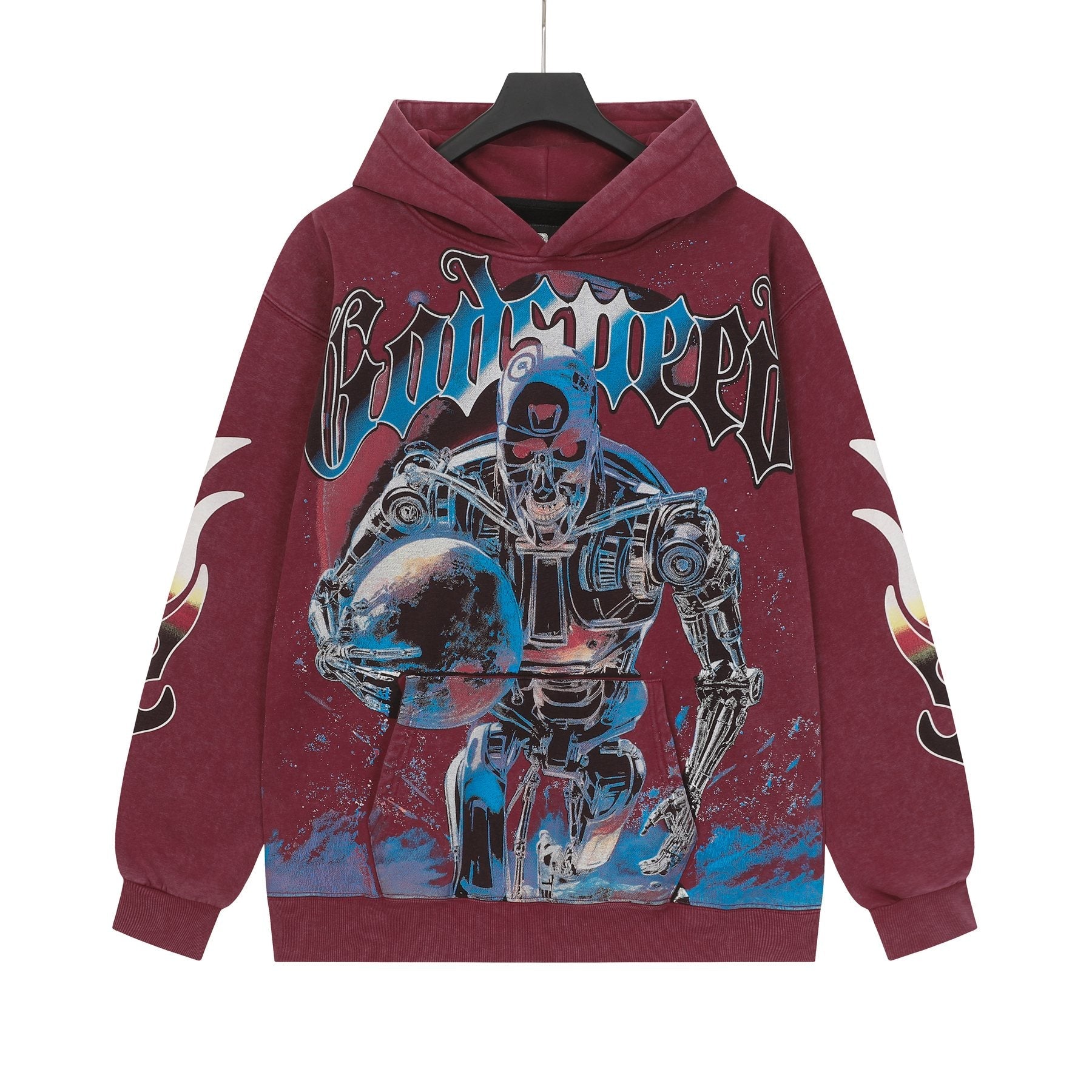Godspeed Acid-Wash Graphic Pullover Hoodie — front