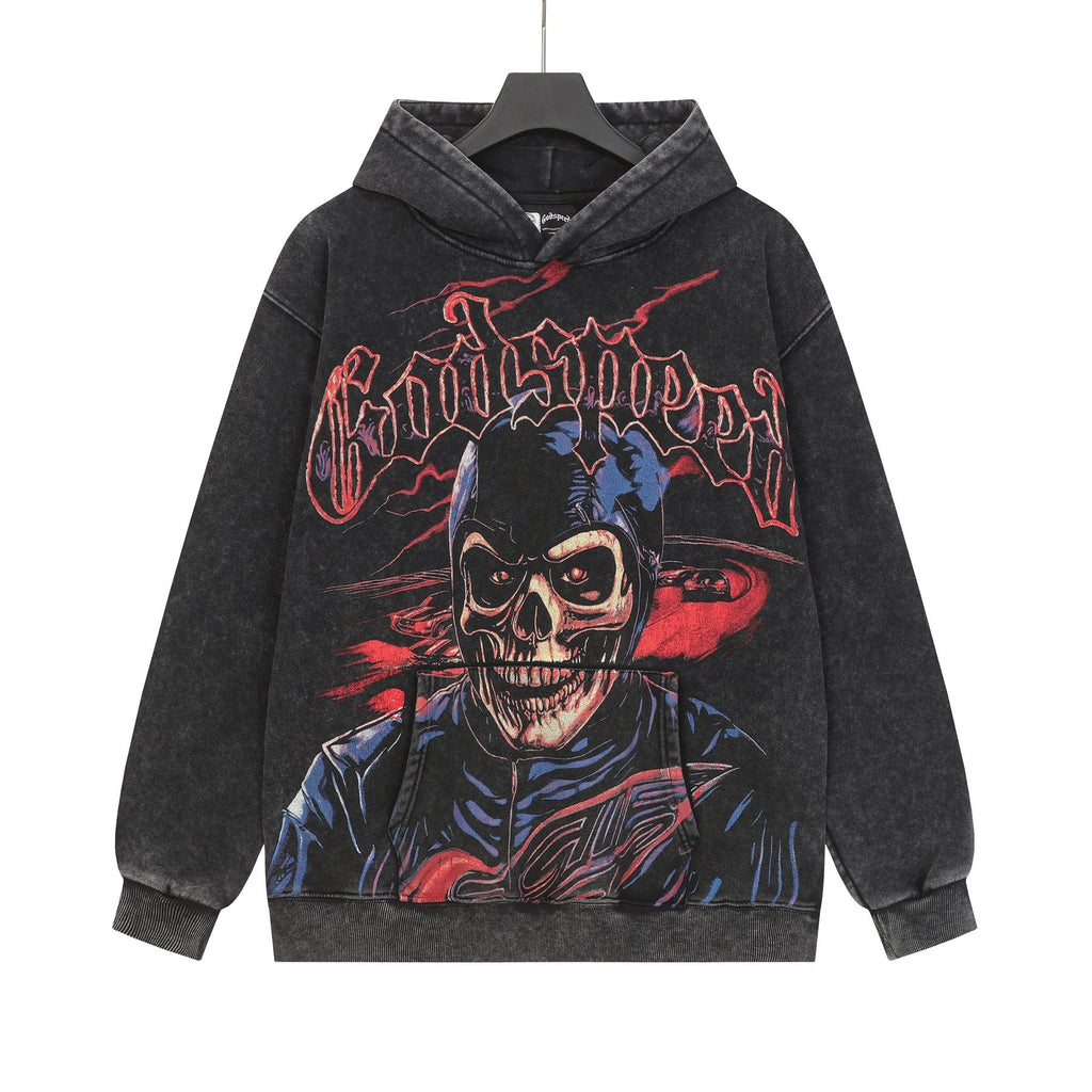 Godspeed Washed Skull Graphic Hoodie — front